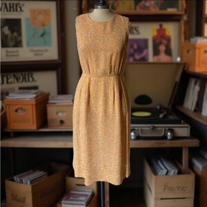 Peach Micro Floral Sleeveless Autumn Fall Holiday Fashion Church Work